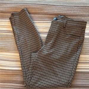 LOFT Women’s Houndstooth Plaid Pants - Black Cream and Brown 6P
